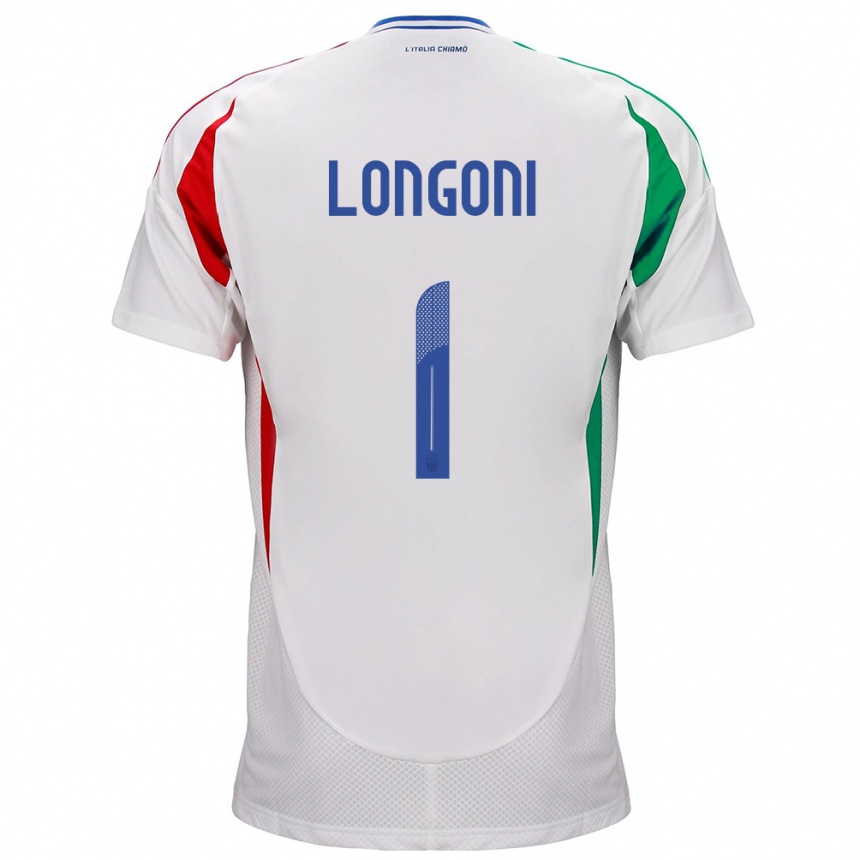 Férfi Labdarúgás Olaszország Alessandro Longoni #1 Fehér Idegenbeli Jersey 24-26 Mez Póló Ing