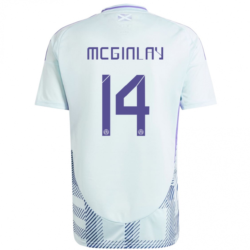 Férfi Labdarúgás Skócia Aiden Mcginlay #14 Világos Menta Kék Idegenbeli Jersey 24-26 Mez Póló Ing