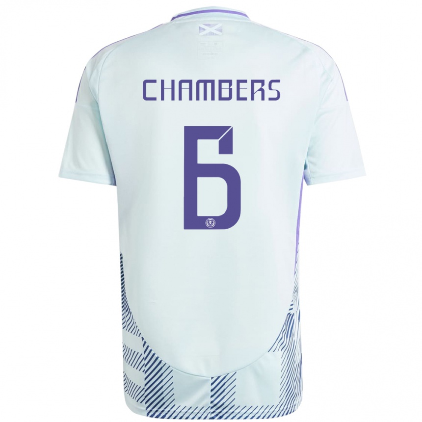 Férfi Labdarúgás Skócia Sam Chambers #6 Világos Menta Kék Idegenbeli Jersey 24-26 Mez Póló Ing