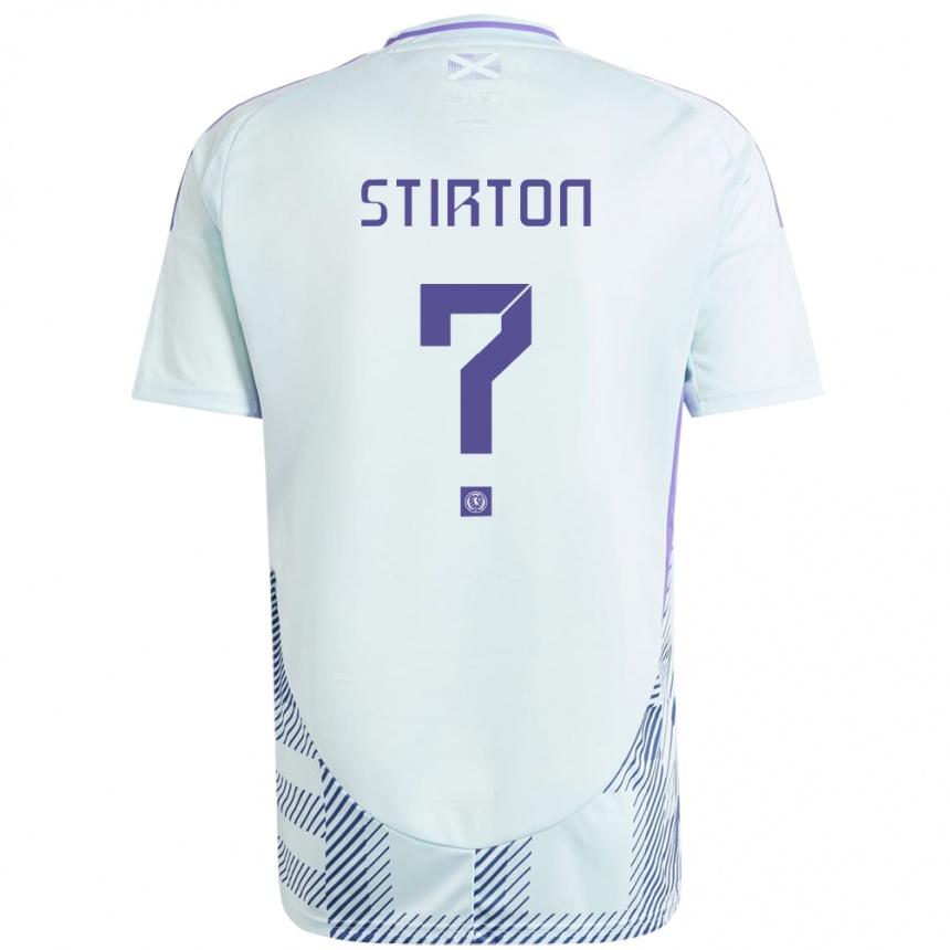 Férfi Labdarúgás Skócia Owen Stirton #0 Világos Menta Kék Idegenbeli Jersey 24-26 Mez Póló Ing