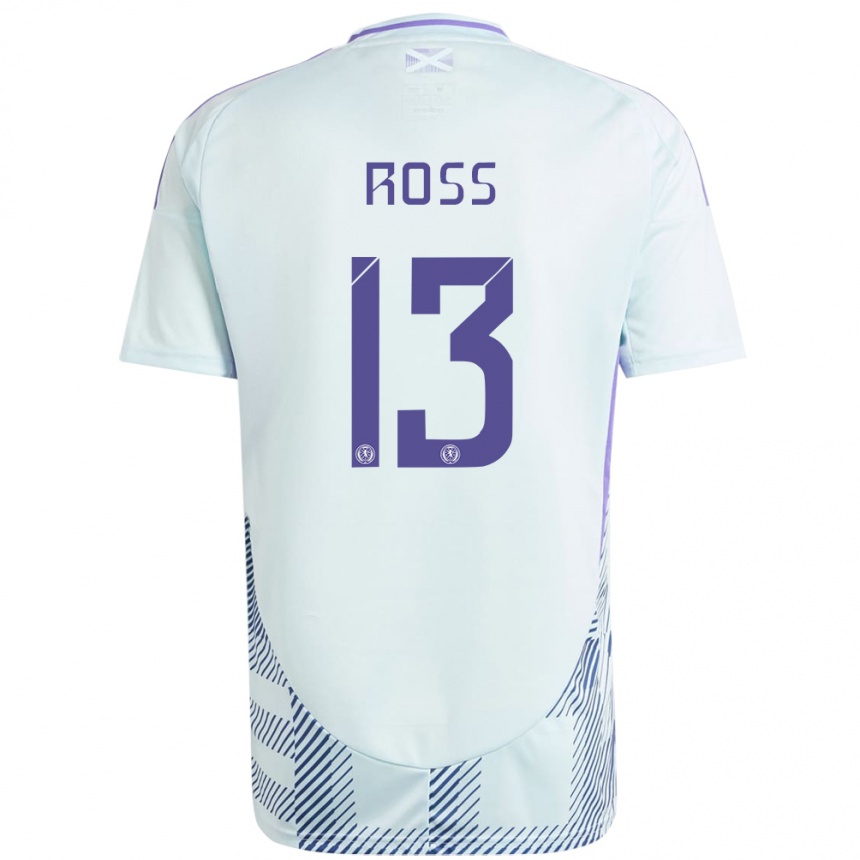 Férfi Labdarúgás Skócia Jane Ross #13 Világos Menta Kék Idegenbeli Jersey 24-26 Mez Póló Ing