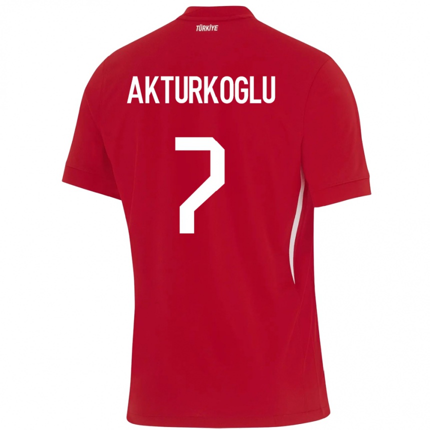 Férfi Labdarúgás Törökország Kerem Aktürkoğlu #7 Piros Idegenbeli Jersey 24-26 Mez Póló Ing