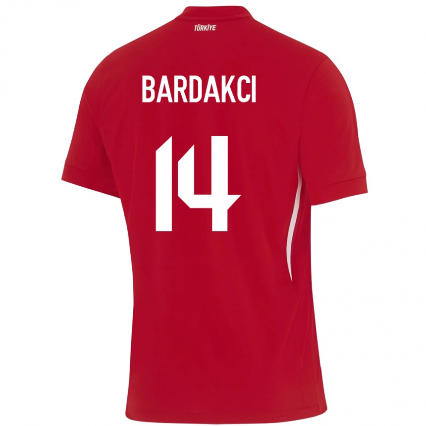 Férfi Labdarúgás Törökország Abdülkerim Bardakcı #14 Piros Idegenbeli Jersey 24-26 Mez Póló Ing