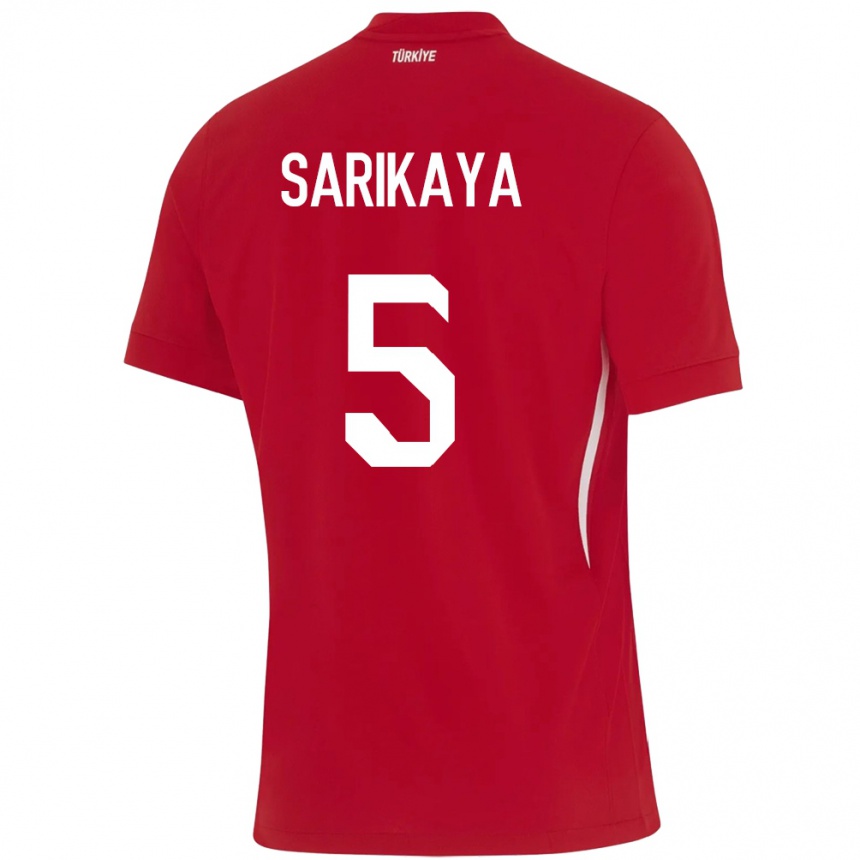 Férfi Labdarúgás Törökország Efe Sarıkaya #5 Piros Idegenbeli Jersey 24-26 Mez Póló Ing