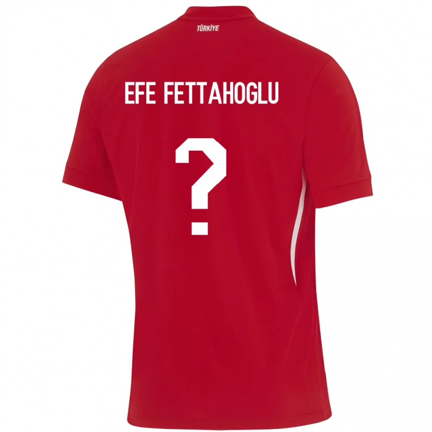 Férfi Labdarúgás Törökország Adnan Efe Fettahoğlu #0 Piros Idegenbeli Jersey 24-26 Mez Póló Ing