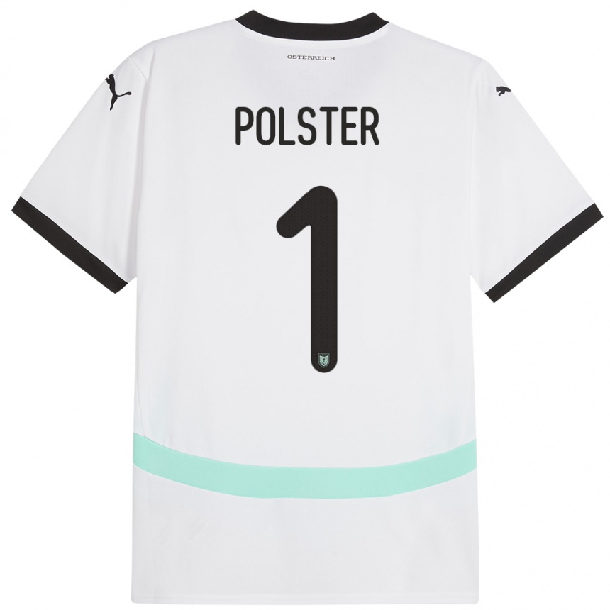 Férfi Labdarúgás Ausztria Nikolas Polster #1 Fehér Idegenbeli Jersey 24-26 Mez Póló Ing