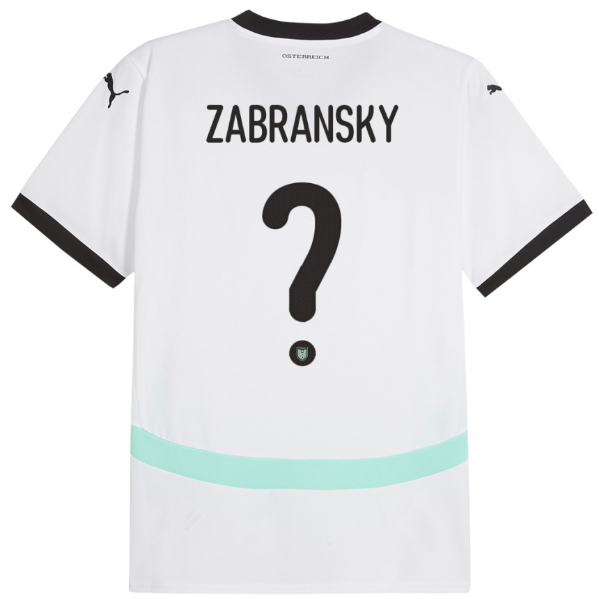 Férfi Labdarúgás Ausztria Valentin Zabransky #0 Fehér Idegenbeli Jersey 24-26 Mez Póló Ing