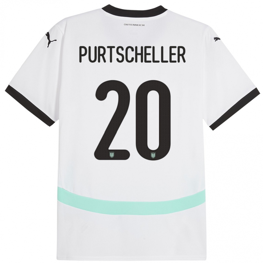 Férfi Labdarúgás Ausztria Lilli Purtscheller #20 Fehér Idegenbeli Jersey 24-26 Mez Póló Ing