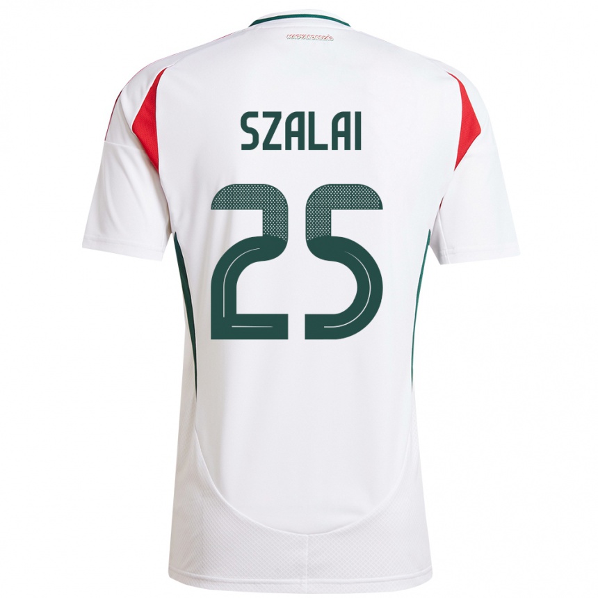 Férfi Labdarúgás Magyarország Gábor Szalai #25 Fehér Idegenbeli Jersey 24-26 Mez Póló Ing