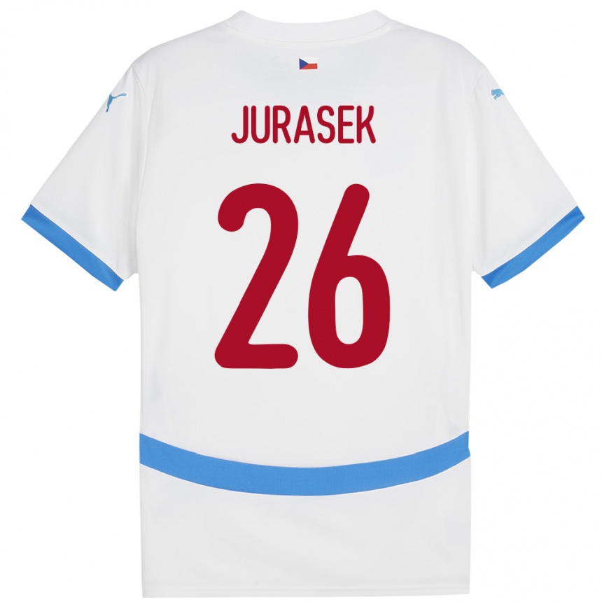 Férfi Labdarúgás Csehország Matej Jurasek #26 Fehér Idegenbeli Jersey 24-26 Mez Póló Ing