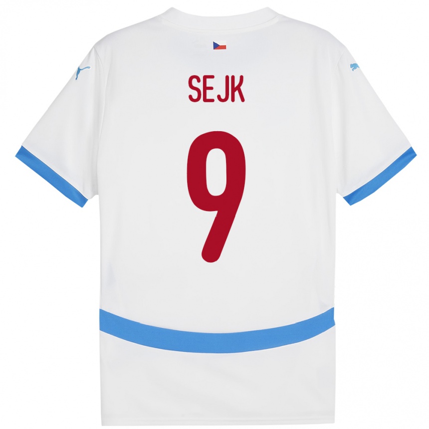 Férfi Labdarúgás Csehország Vaclav Sejk #9 Fehér Idegenbeli Jersey 24-26 Mez Póló Ing