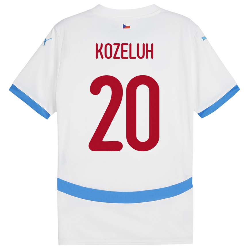 Férfi Labdarúgás Csehország Josef Kozeluh #20 Fehér Idegenbeli Jersey 24-26 Mez Póló Ing