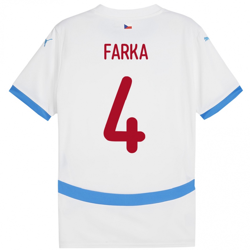 Férfi Labdarúgás Csehország Dominik Farka #4 Fehér Idegenbeli Jersey 24-26 Mez Póló Ing