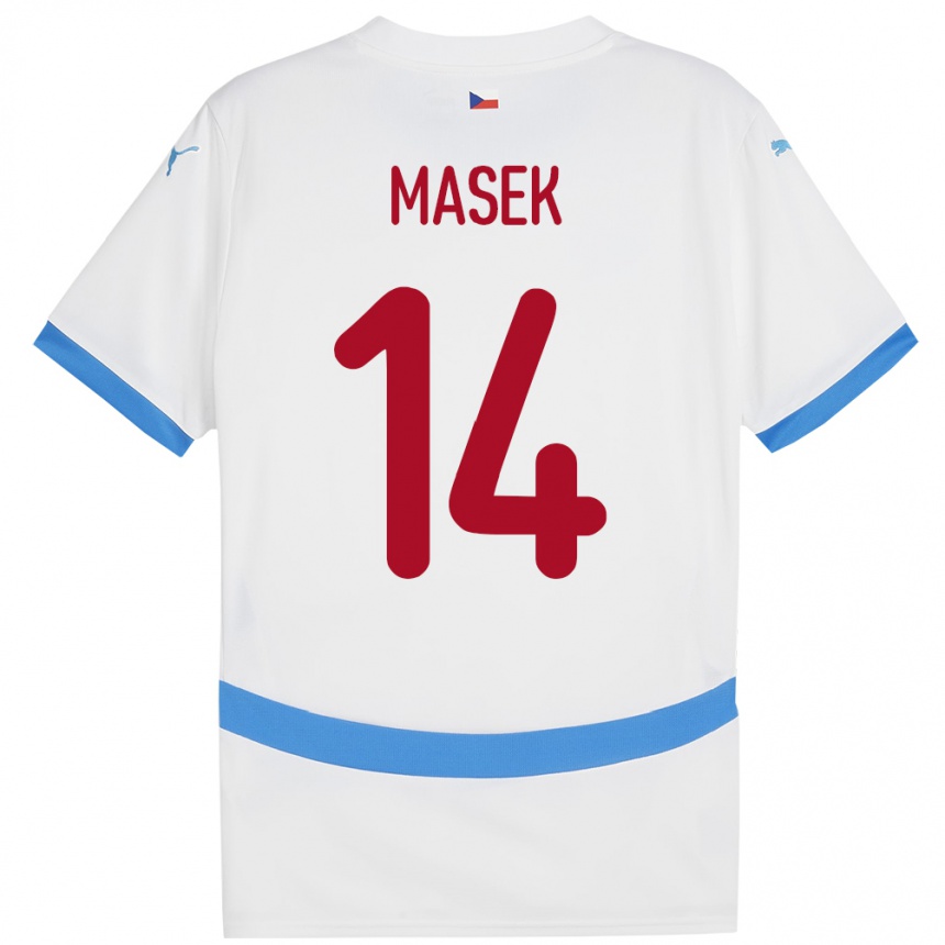 Férfi Labdarúgás Csehország Lukas Masek #14 Fehér Idegenbeli Jersey 24-26 Mez Póló Ing