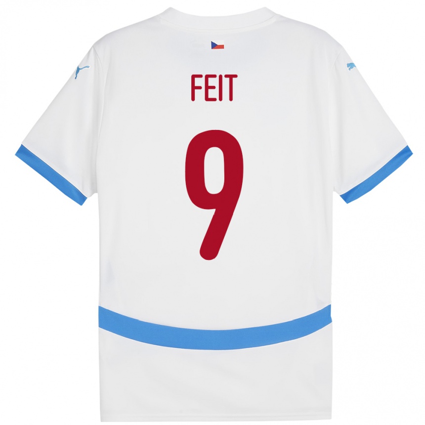 Férfi Labdarúgás Csehország Jan Feit #9 Fehér Idegenbeli Jersey 24-26 Mez Póló Ing