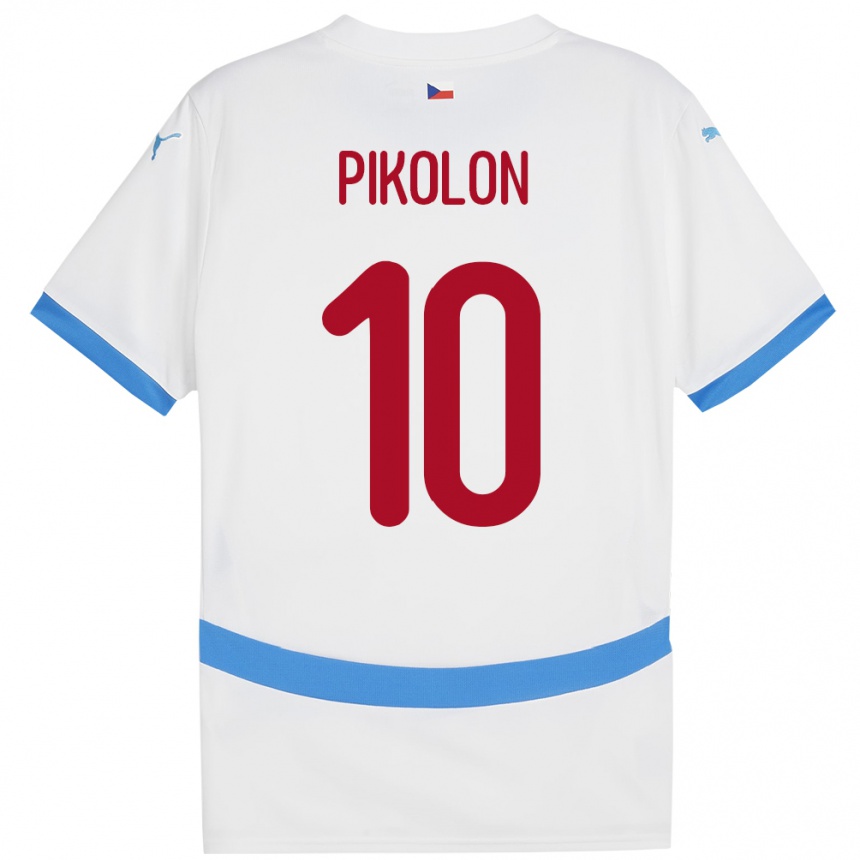 Férfi Labdarúgás Csehország Samuel Pikolon #10 Fehér Idegenbeli Jersey 24-26 Mez Póló Ing