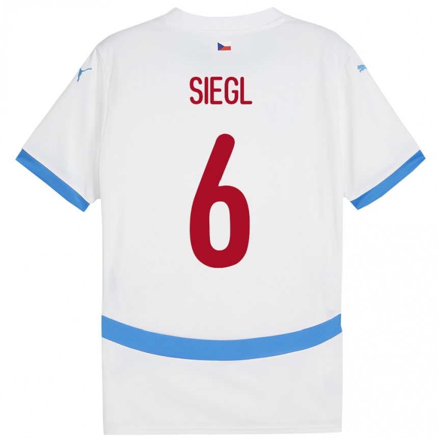 Férfi Labdarúgás Csehország Patrik Siegl #6 Fehér Idegenbeli Jersey 24-26 Mez Póló Ing