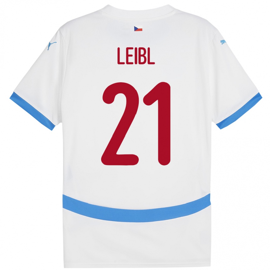 Férfi Labdarúgás Csehország Adam Leibl #21 Fehér Idegenbeli Jersey 24-26 Mez Póló Ing