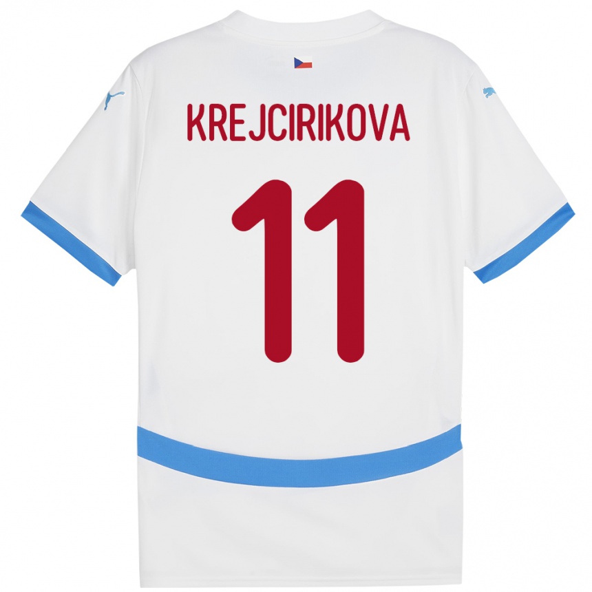 Férfi Labdarúgás Csehország Tereza Krejčiříková #11 Fehér Idegenbeli Jersey 24-26 Mez Póló Ing