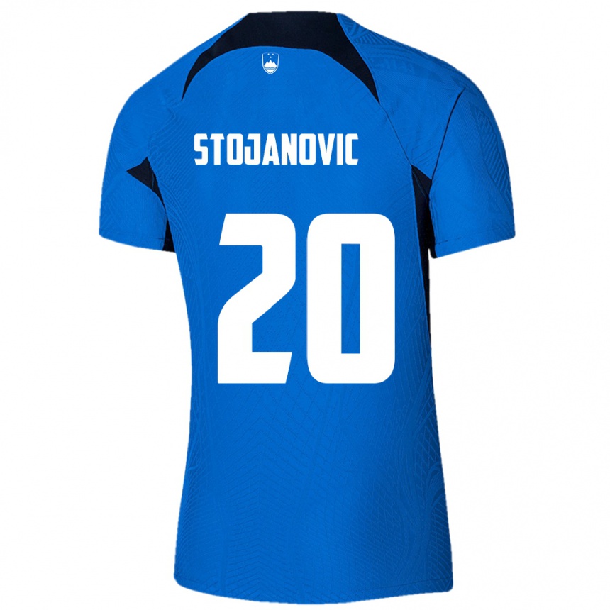 Férfi Labdarúgás Szlovénia Petar Stojanović #20 Kék Idegenbeli Jersey 24-26 Mez Póló Ing