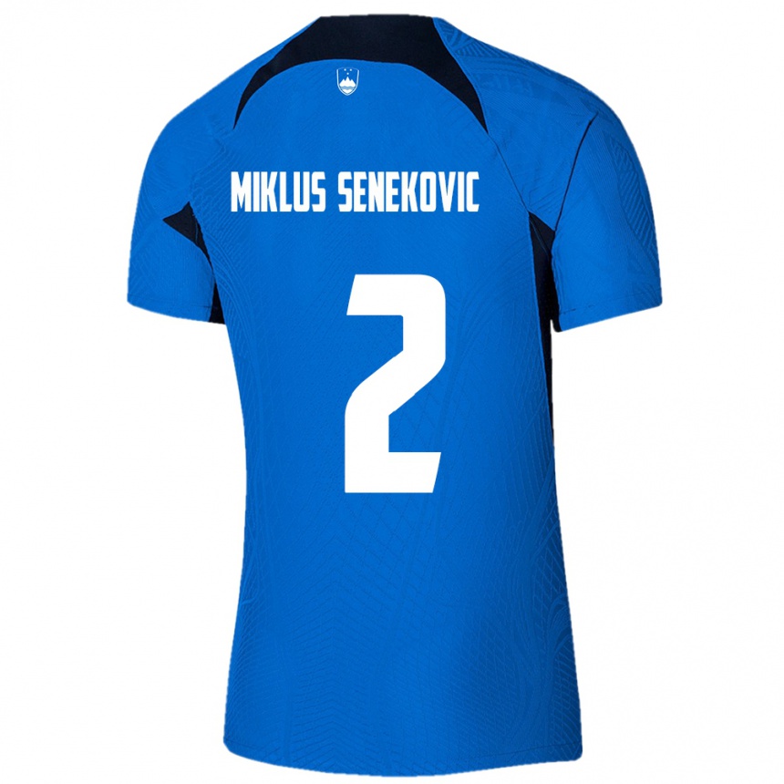 Férfi Labdarúgás Szlovénia Gal Miklus Senekovic #2 Kék Idegenbeli Jersey 24-26 Mez Póló Ing