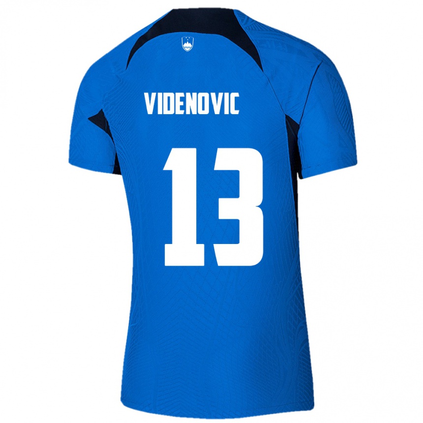 Férfi Labdarúgás Szlovénia Denis Videnovic #13 Kék Idegenbeli Jersey 24-26 Mez Póló Ing