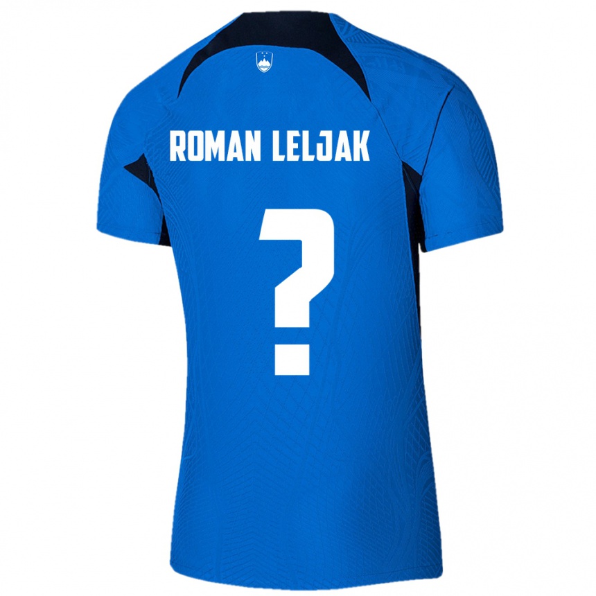 Férfi Labdarúgás Szlovénia Nejc Roman Leljak #0 Kék Idegenbeli Jersey 24-26 Mez Póló Ing