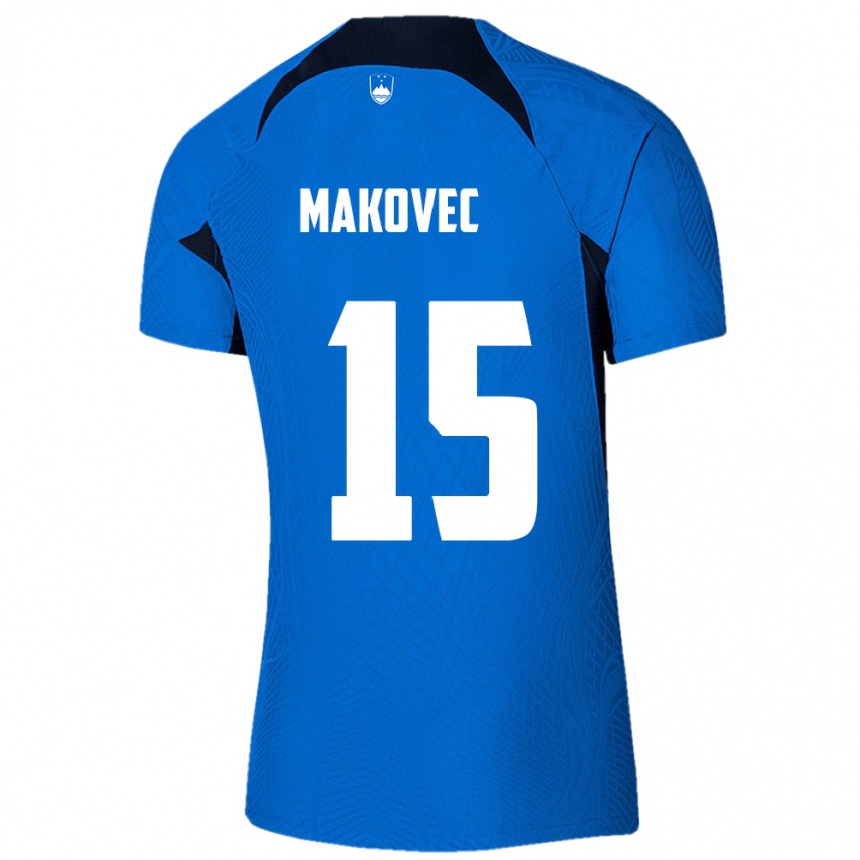 Férfi Labdarúgás Szlovénia Sara Makovec #15 Kék Idegenbeli Jersey 24-26 Mez Póló Ing