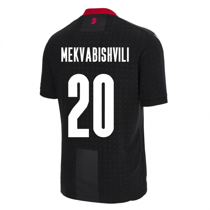 Férfi Labdarúgás Grúzia Anzor Mekvabishvili #20 Fekete Idegenbeli Jersey 24-26 Mez Póló Ing