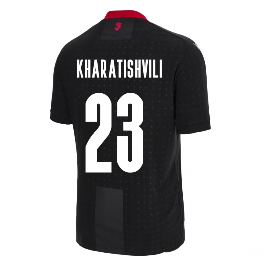 Férfi Labdarúgás Grúzia Luka Kharatishvili #23 Fekete Idegenbeli Jersey 24-26 Mez Póló Ing