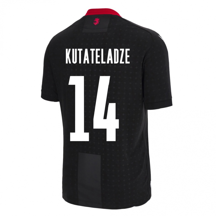 Férfi Labdarúgás Grúzia Alexandre Kutateladze #14 Fekete Idegenbeli Jersey 24-26 Mez Póló Ing