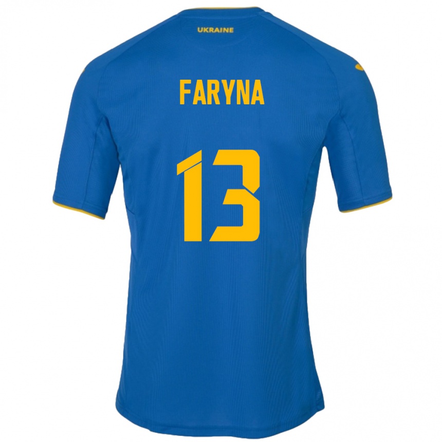 Férfi Labdarúgás Ukrajna Maryan Faryna #13 Kék Idegenbeli Jersey 24-26 Mez Póló Ing