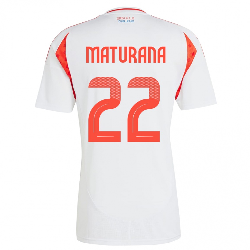 Férfi Labdarúgás Chile Martín Maturana #22 Fehér Idegenbeli Jersey 24-26 Mez Póló Ing