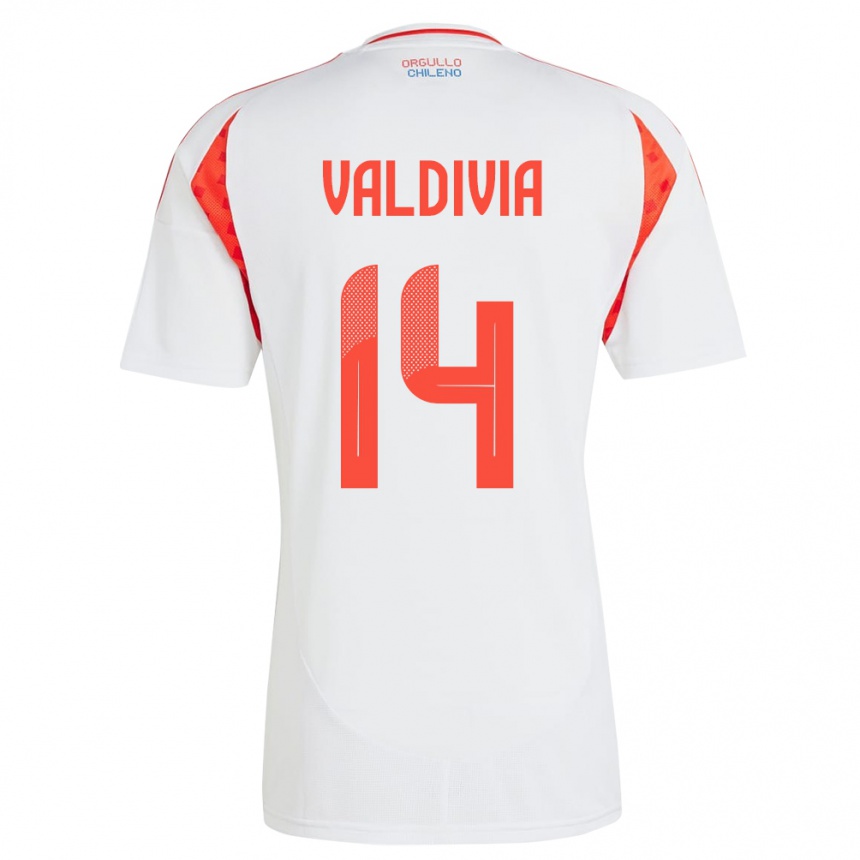 Férfi Labdarúgás Chile Felipe Valdivia #14 Fehér Idegenbeli Jersey 24-26 Mez Póló Ing