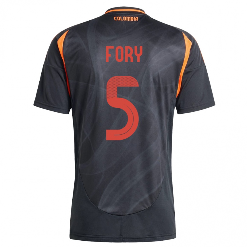 Férfi Labdarúgás Kolumbia Jimer Fory #5 Fekete Idegenbeli Jersey 24-26 Mez Póló Ing