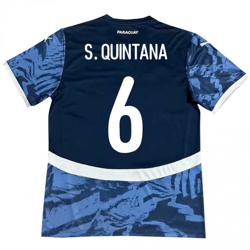 Férfi Labdarúgás Paraguay Sebastián Quintana #6 Kék Idegenbeli Jersey 24-26 Mez Póló Ing