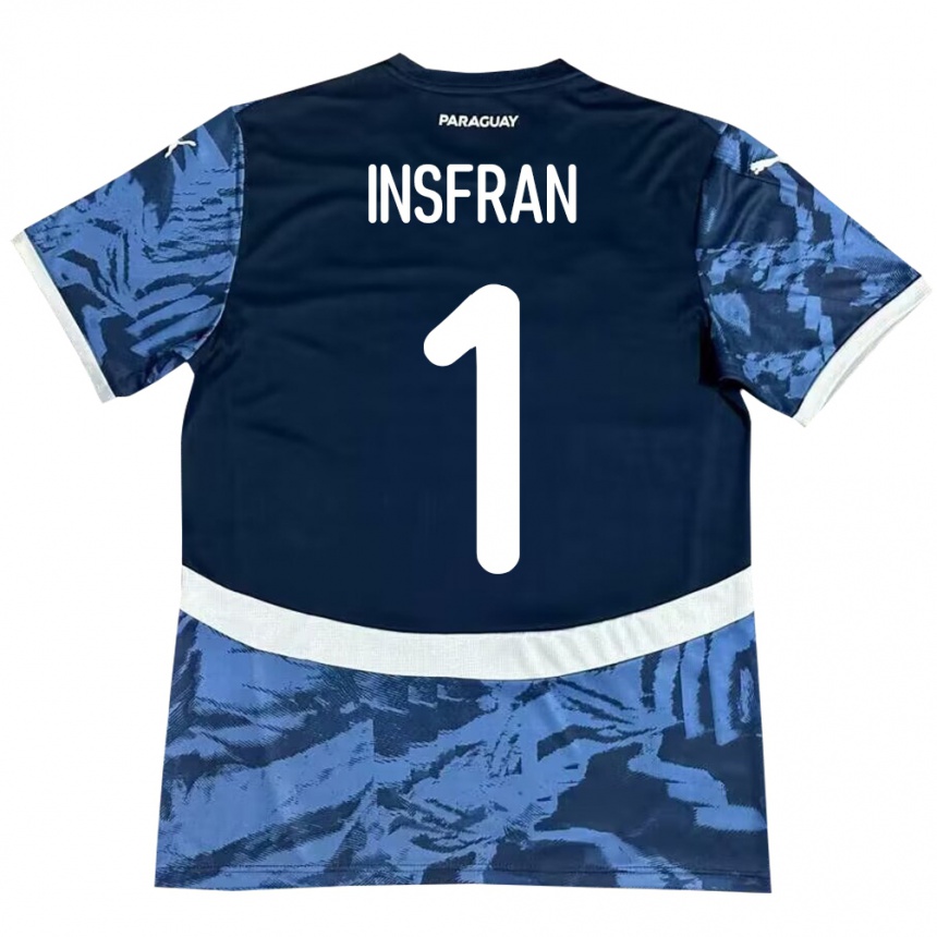 Férfi Labdarúgás Paraguay Facundo Insfrán #1 Kék Idegenbeli Jersey 24-26 Mez Póló Ing