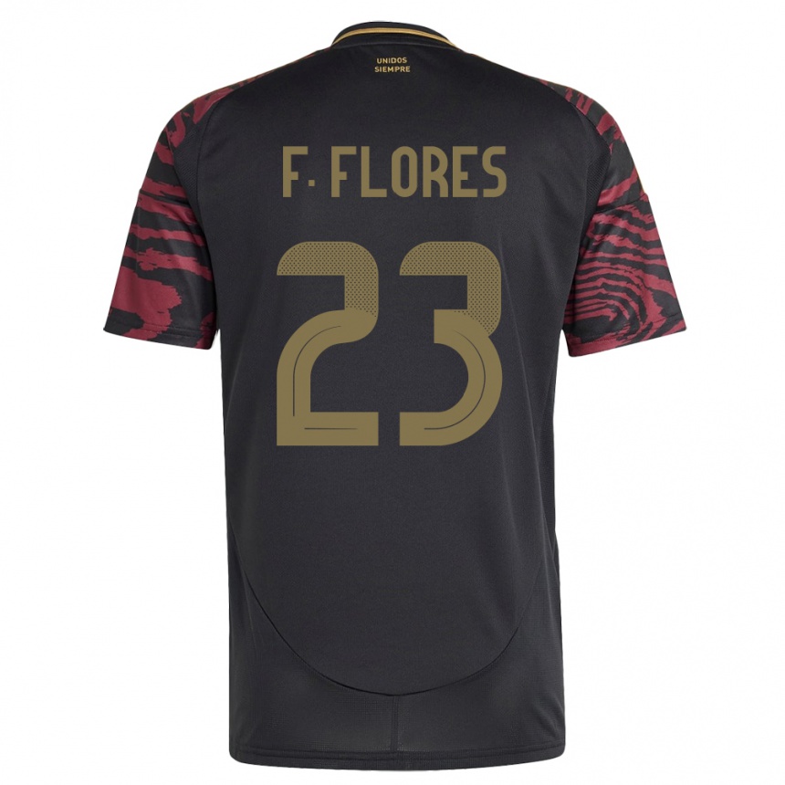 Férfi Labdarúgás Peru Franchesco Flores #23 Fekete Idegenbeli Jersey 24-26 Mez Póló Ing