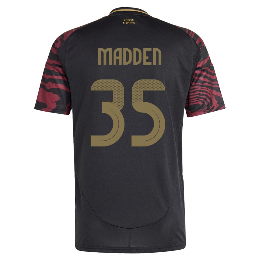 Férfi Labdarúgás Peru Savannah Madden #35 Fekete Idegenbeli Jersey 24-26 Mez Póló Ing