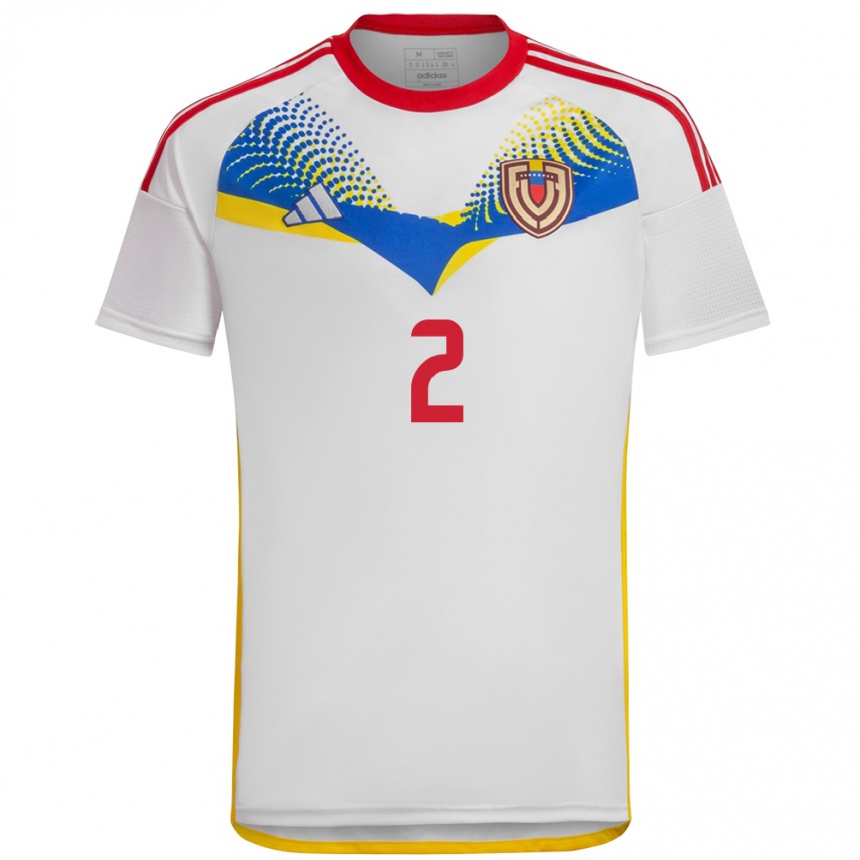 Férfi Labdarúgás Venezuela Pablo Ibarra #2 Fehér Idegenbeli Jersey 24-26 Mez Póló Ing