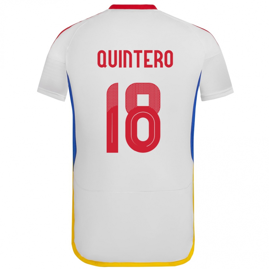 Férfi Labdarúgás Venezuela Jesús Quintero #18 Fehér Idegenbeli Jersey 24-26 Mez Póló Ing