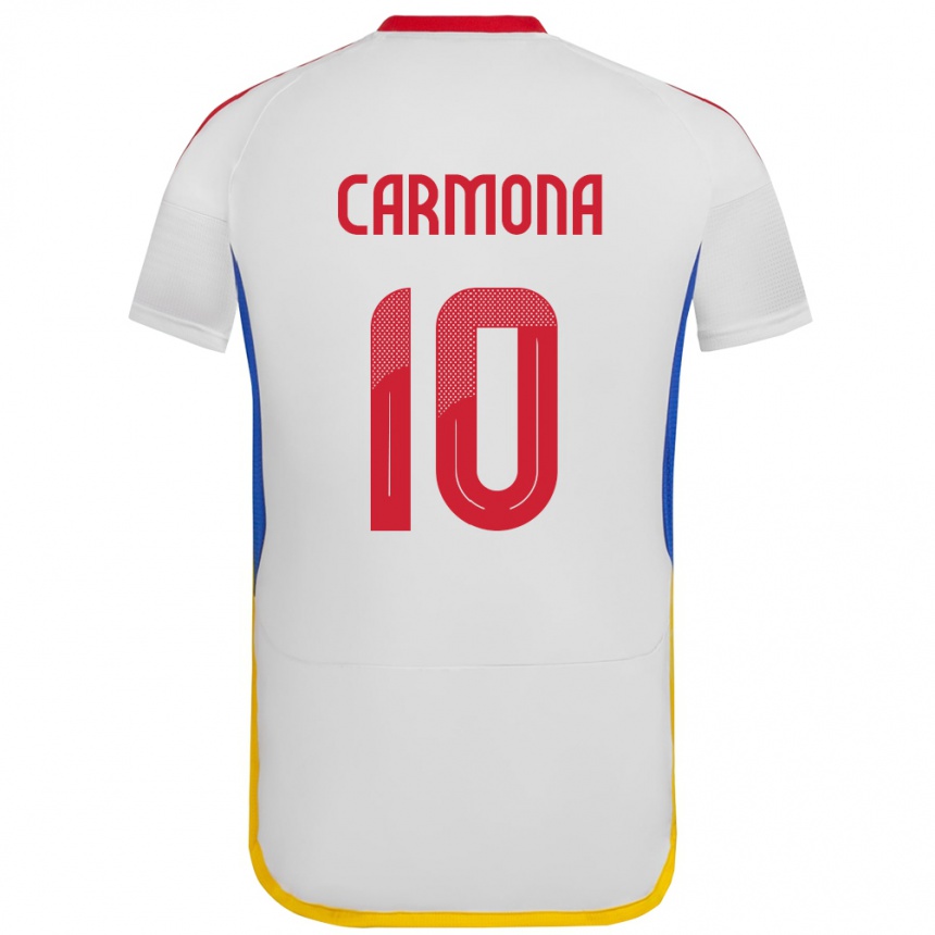 Férfi Labdarúgás Venezuela Wikelman Carmona #10 Fehér Idegenbeli Jersey 24-26 Mez Póló Ing