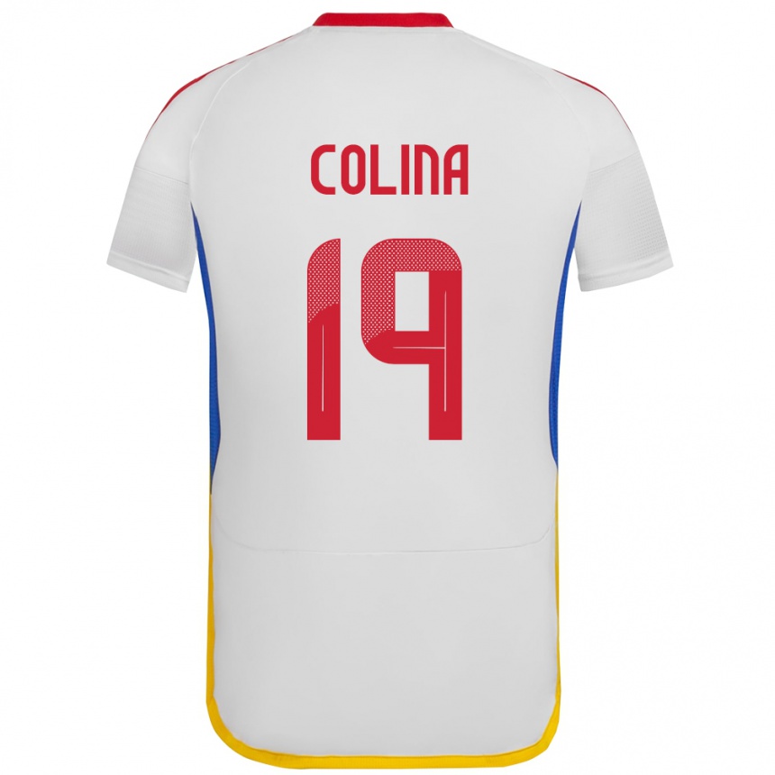 Férfi Labdarúgás Venezuela Junior Colina #19 Fehér Idegenbeli Jersey 24-26 Mez Póló Ing