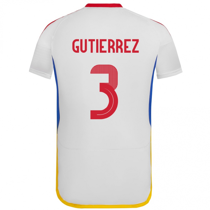 Férfi Labdarúgás Venezuela Nairelis Gutiérrez #3 Fehér Idegenbeli Jersey 24-26 Mez Póló Ing