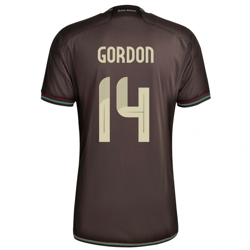 Férfi Labdarúgás Jamaica Ashton Gordon #14 Éjszakai Barna Idegenbeli Jersey 24-26 Mez Póló Ing