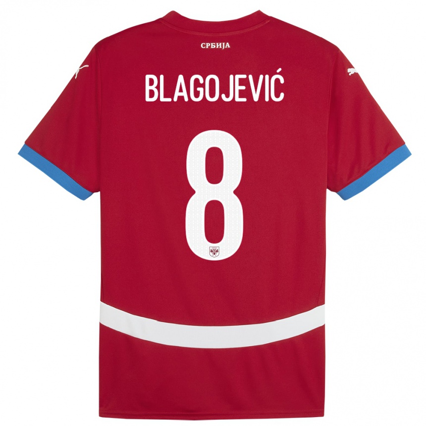 Női Labdarúgás Szerbia Dina Blagojevic #8 Piros Hazai Jersey 24-26 Mez Póló Ing