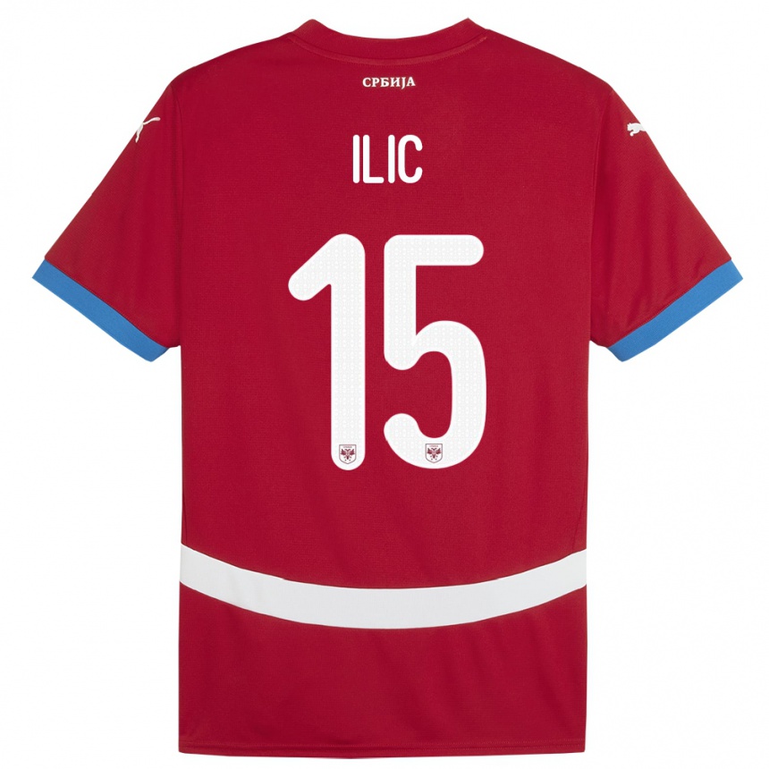 Női Labdarúgás Szerbia Mihajlo Ilic #15 Piros Hazai Jersey 24-26 Mez Póló Ing