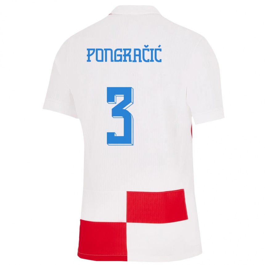 Női Labdarúgás Horvátország Marin Pongracic #3 Fehér Piros Hazai Jersey 24-26 Mez Póló Ing