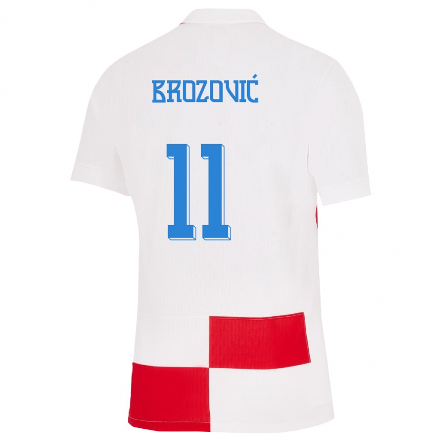 Női Labdarúgás Horvátország Marcelo Brozovic #11 Fehér Piros Hazai Jersey 24-26 Mez Póló Ing