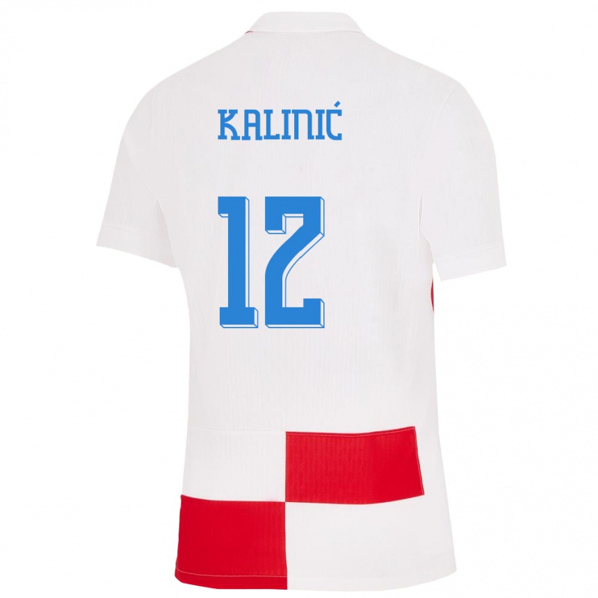 Női Labdarúgás Horvátország Lovre Kalinic #12 Fehér Piros Hazai Jersey 24-26 Mez Póló Ing